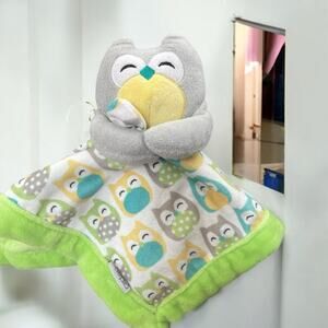 Carters Owl Lovey Security Blanket Soother Plush 67039 Sage Green Nursery 14"